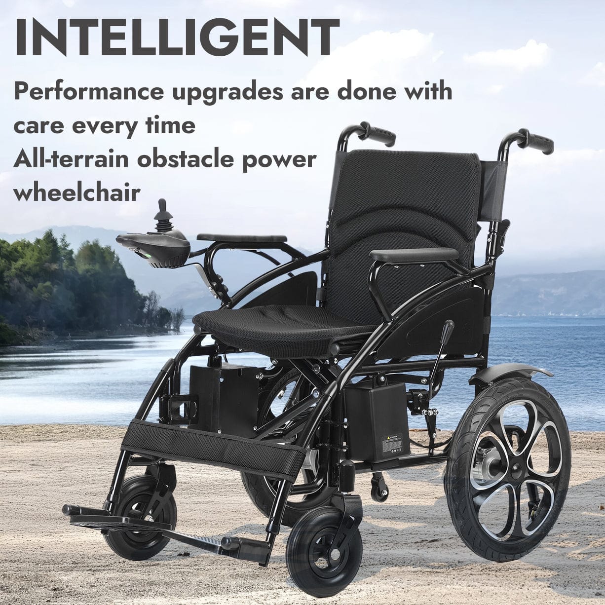 Fold and Travel Electric Wheelchair Electric Wheelchair with Lithium Battery, Electric Power Wheelchair Auto and Manual Mode