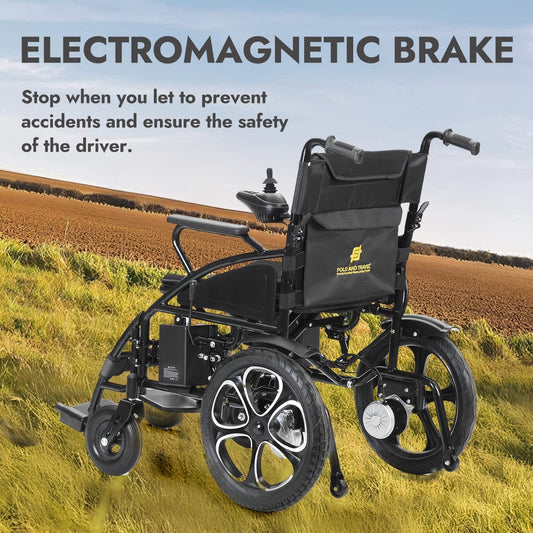 Fold and Travel Electric Wheelchair Electric Wheelchair with Lithium Battery, Electric Power Wheelchair Auto and Manual Mode