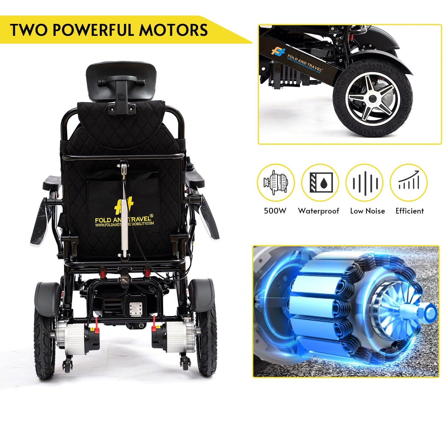 Fold and Travel Electric Wheelchair Fold And Travel Manual Recline Foldable Electric Wheelchair Travel Ready Portable Power Chair Travel Companion for Seniors and Adults ( Black Frame)