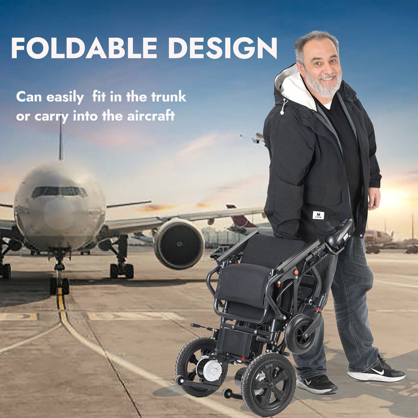 Fold and Travel Electric Wheelchair Lightweight Foldable Electric Wheelchair Mobility Scooter Wheel chair Automated Narrow Design For Adults and Seniors