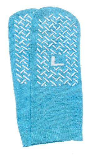 Complete Medical Aids to Daily Living Slipper Socks; Large Sky Blue Pair Men's 7-9 Wms 8-10