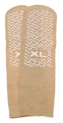 Complete Medical Aids to Daily Living Slipper Socks; XL Beige Pair Men's 10-12 Wms 11-13