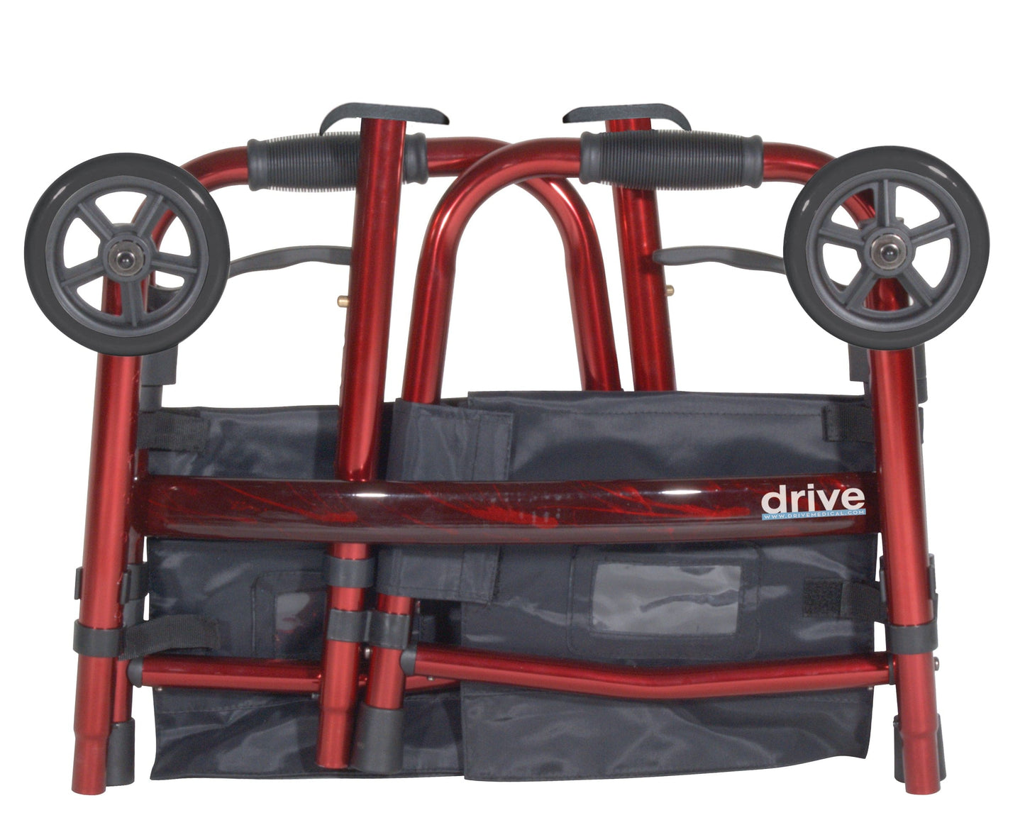 Complete Medical Mobility Products Deluxe Folding Travel Walker Red