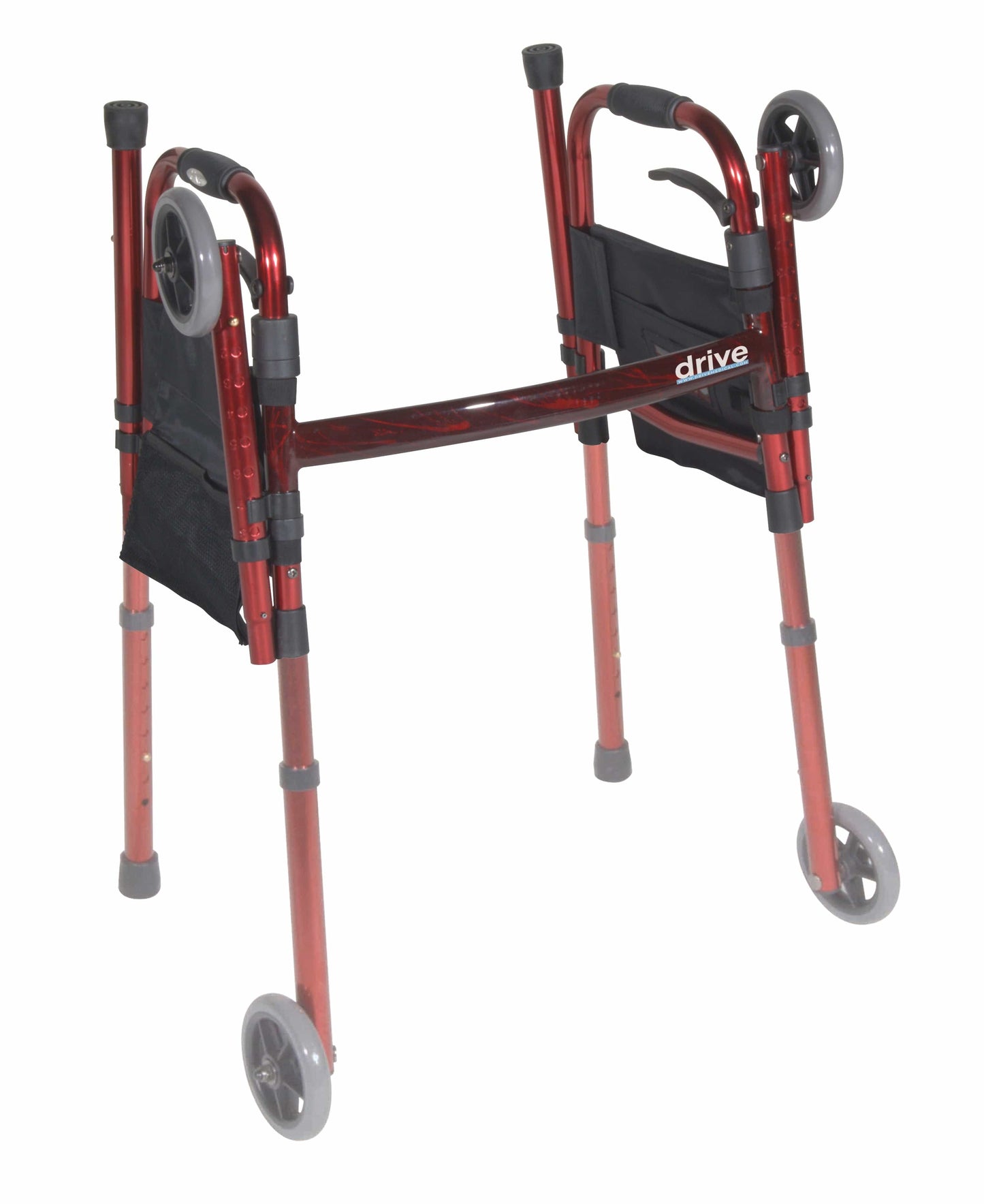Complete Medical Mobility Products Deluxe Folding Travel Walker Red