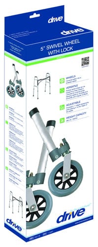 Complete Medical Mobility Products Comb. Swivel/Fixed Wheels 5" w/Lock & Rear Glides (pr)