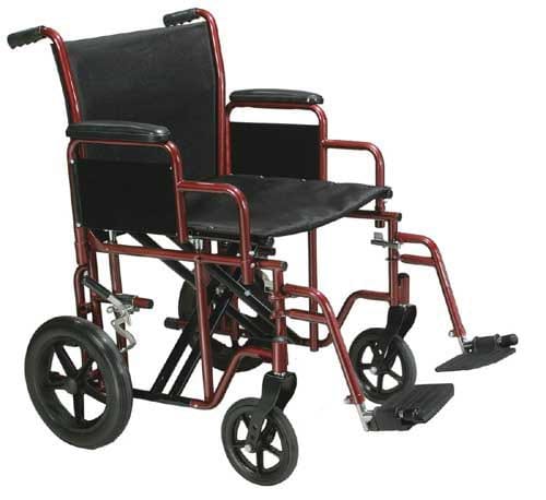 Complete Medical Wheelchairs & Accessories Transport Wheelchair Bariatric 22" Wide Red