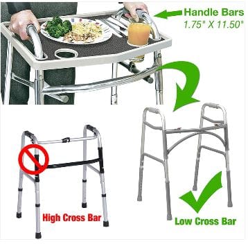 Complete Medical Mobility Products Walker Tray w/ Grip Mat Gray - Gray