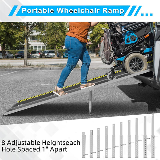 Portable Wheelchair Ramp, Non-Slip Aluminum Folding Handicap Ramps, Door Threshold Wheelchair Ramps for Home, Wheel Chair Ramp for Home Steps, Threshold Ramp for Car, Doorways, Curbs, Stairs