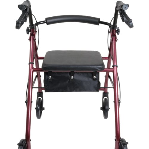 Complete Medical Mobility Products Aluminum Rollator w/Loop Brake Burgundy, 4-Wheel