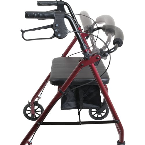 Complete Medical Mobility Products Aluminum Rollator w/Loop Brake Burgundy, 4-Wheel