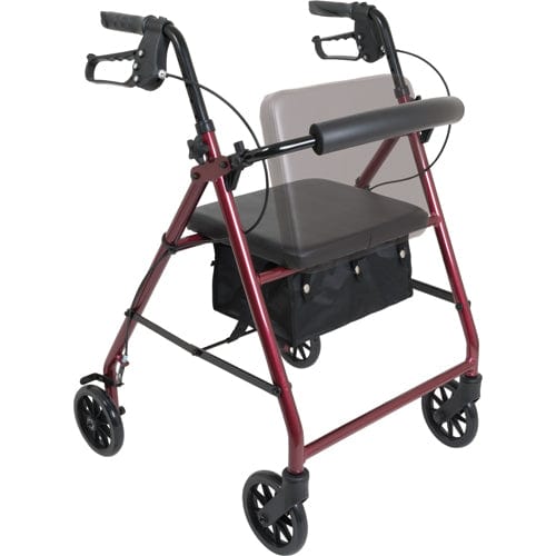 Complete Medical Mobility Products Aluminum Rollator w/Loop Brake Burgundy, 4-Wheel