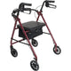 Complete Medical Mobility Products Aluminum Rollator w/Loop Brake Burgundy, 4-Wheel