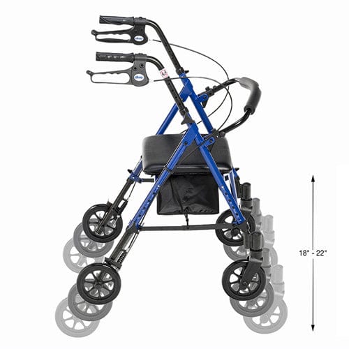 Complete Medical Mobility Products Rollator Aluminum w/Adj. Seat Height Blue