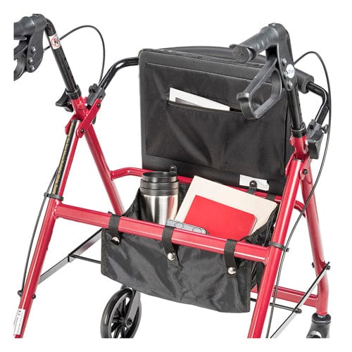 Complete Medical Mobility Products Rollator 4-Wheel with Pouch & Padded Seat Red - Drive