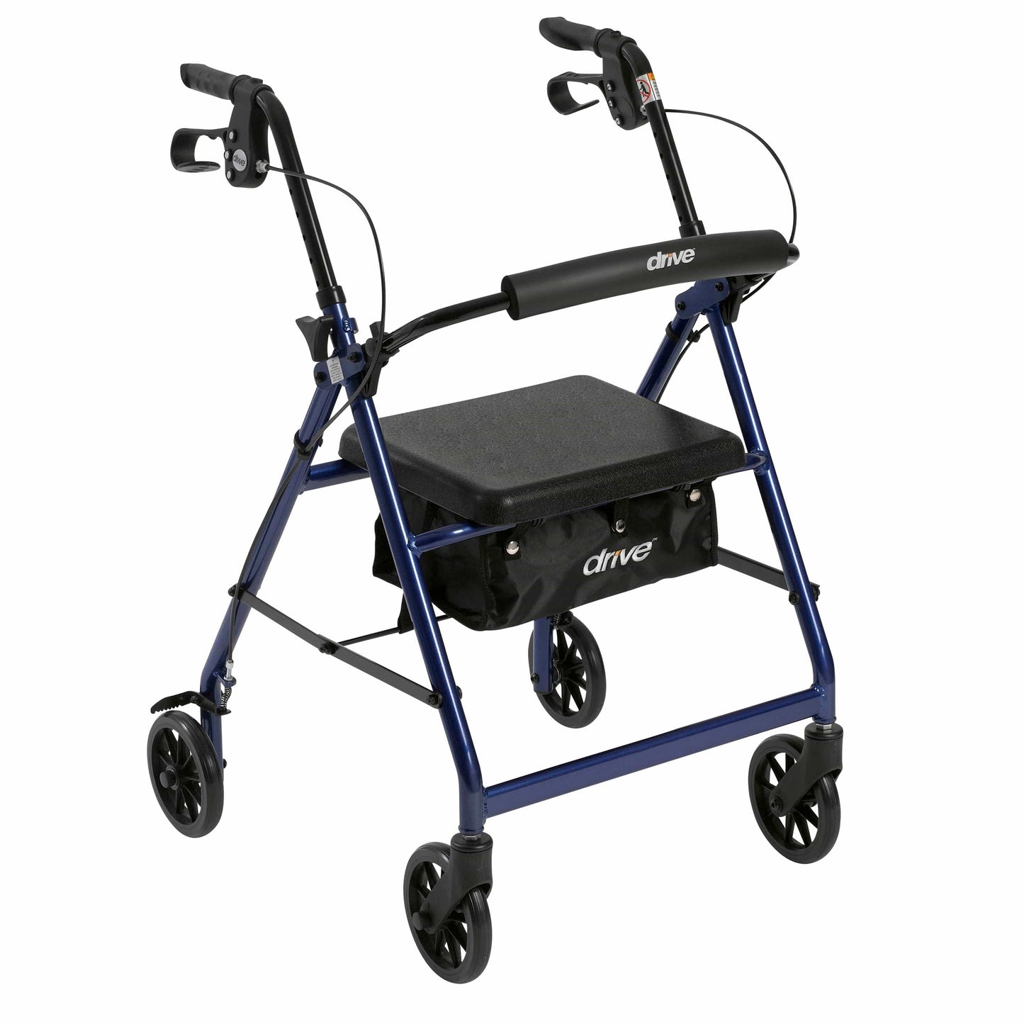 Complete Medical Mobility Products Rollator 4-Wheel with Pouch & Padded Seat Blue - Drive