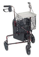 Complete Medical Mobility Products Rollator 3-Wheeled w/Pouch & Basket Loop Brake -Flame Red