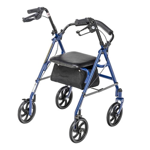 Complete Medical Mobility Products 4 Wheel Steel Rollator w/7¼" Casters & Basket- Loop-Blue