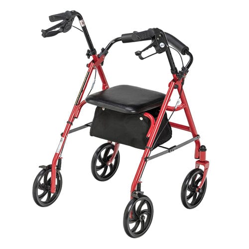 Complete Medical Mobility Products 4 Wheel Steel Rollator w/7¼" Casters & Basket-Loop-Red