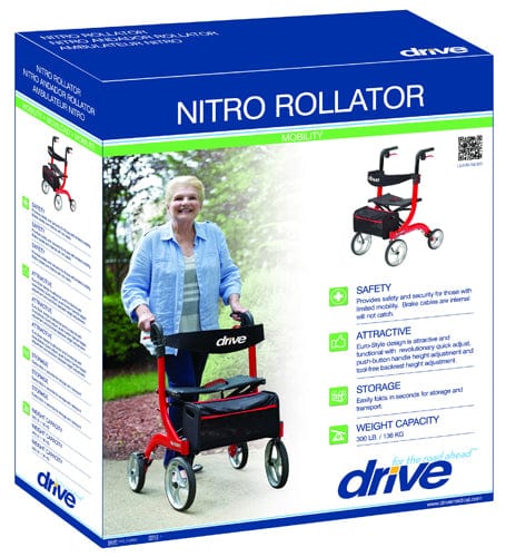 Nitro Rollator, Red with 10" Casters