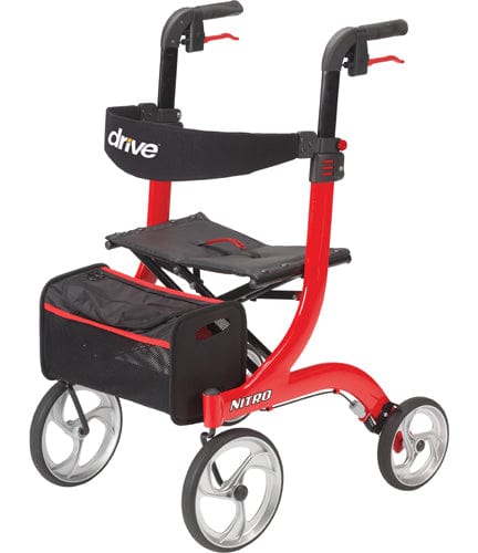 Complete Medical Mobility Products Nitro Rollator, Red with 10" Casters