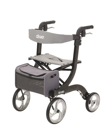 Complete Medical Mobility Products Nitro Rollator, Black with 10" Casters