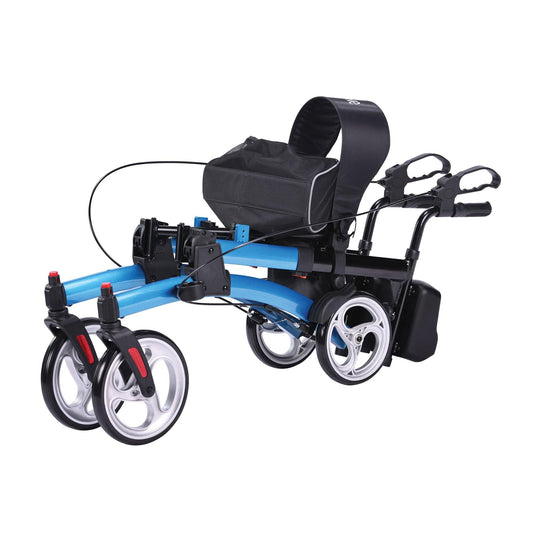 4 Wheel Rollator drive™ Upright Walker Blue Aluminum Frame