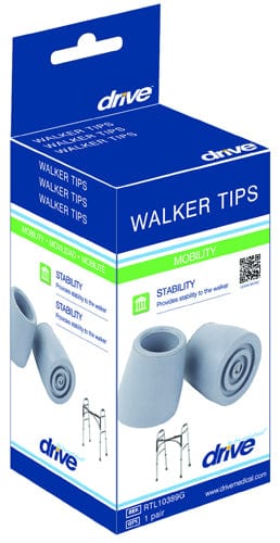 Complete Medical Mobility Products Univ Tips, Grey 1" Shaft - Pr. for Crutch, Walkers, Commodes