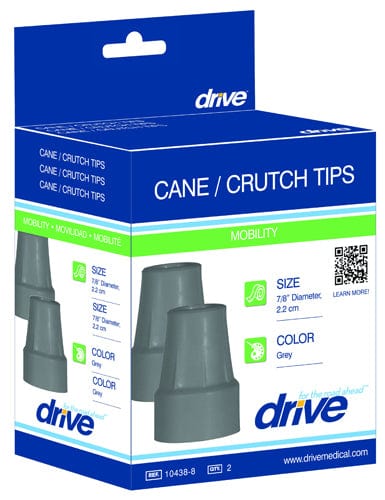 Crutch Tips Retail (pr) Grey Fits Cane/Crutch(7/8"diam)H/D