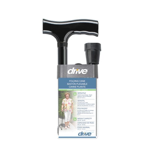 Folding Cane Pistol Grip, Adj. Black Floral, 33" - 37"