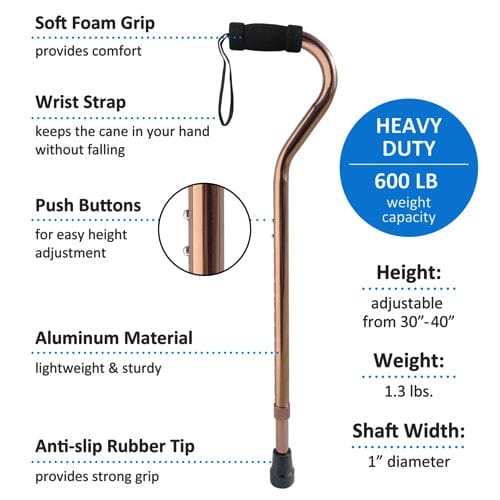 Cane, Bariatric, Aluminum Bronze, 600# Weight Cap