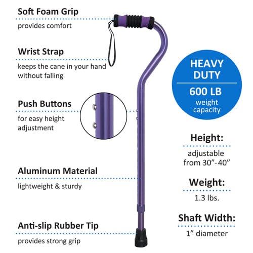 Cane, Bariatric, Aluminum Purple, 600# Weight Cap