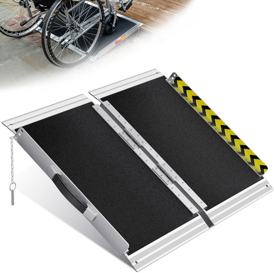 Fold & Travel Mobility Spare Parts Portable Wheelchair Ramp, Non-Slip Aluminum Folding Handicap Ramps, Door Threshold Wheelchair Ramps for Home, Wheel Chair Ramp for Home Steps, Threshold Ramp for Car, Doorways, Curbs, Stairs