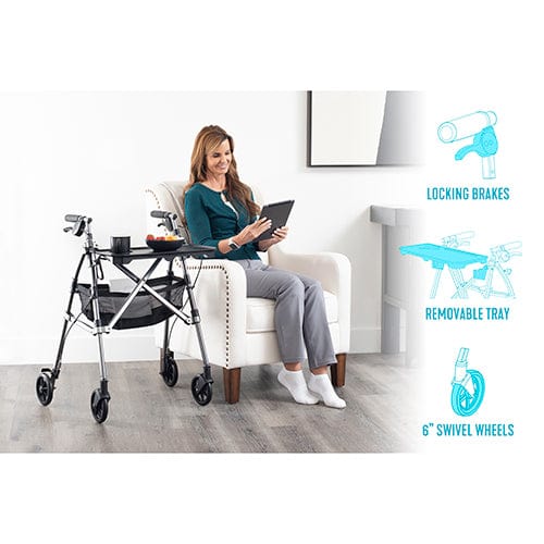 Complete Medical Mobility Products Wonder Indoor Rollator with Tray