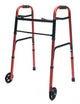 Complete Medical Mobility Products Walker, Adult w/5" Wheels Folding, Red, Case of 2