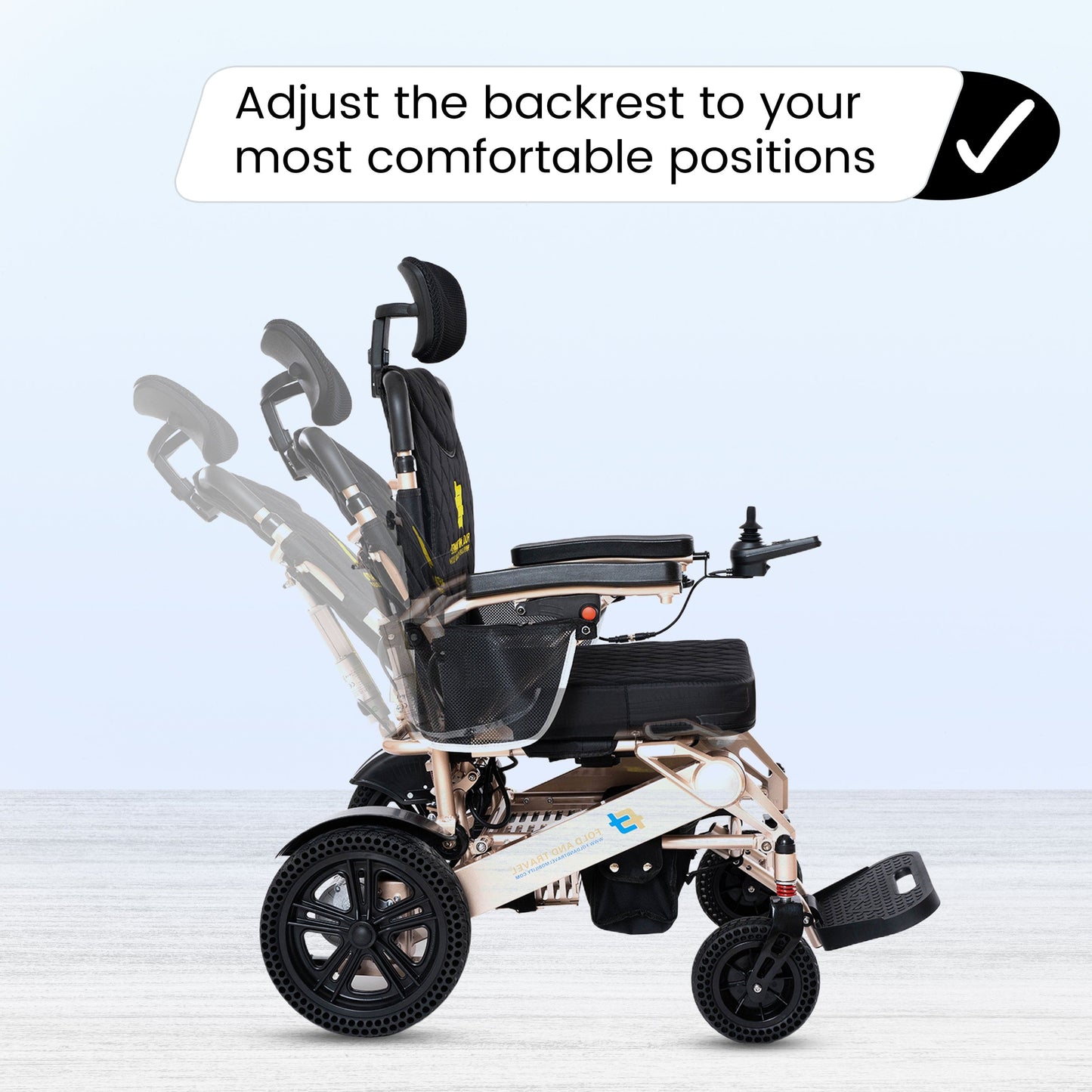 Fold and Travel Electric Wheelchair Fold And Travel Auto Recline Lightweight Foldable Electric Power Portable Wheelchair - Silver Frame