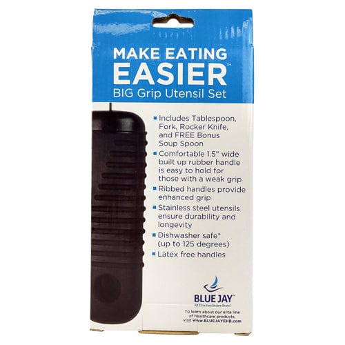 Complete Medical Aids to Daily Living Make Eating Easier Big Grip Utensil Set, Blue Jay Brand
