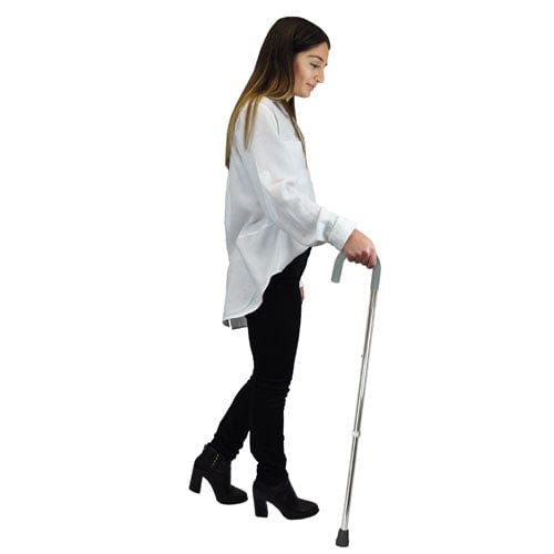 Complete Medical Mobility Products Cane, Round Handle, Blue Jay Silver with Vinyl Comfort Grip