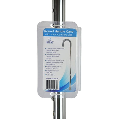 Complete Medical Mobility Products Cane, Round Handle, Blue Jay Silver with Vinyl Comfort Grip