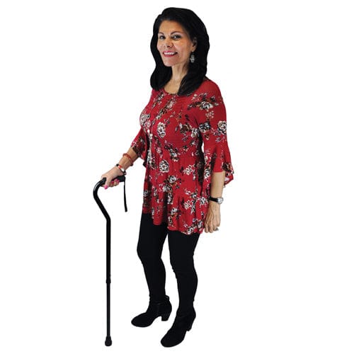 Complete Medical Mobility Products Cane, Soft Foam Offset Handle, Blue Jay, Black with Strap