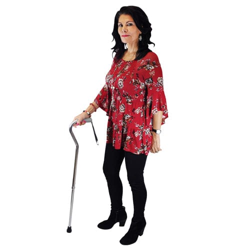 Complete Medical Mobility Products Cane, Soft Foam Offset Handle, Blue Jay, Silver with Strap