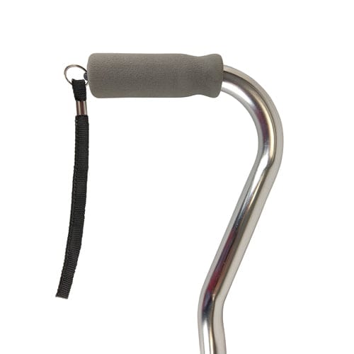 Complete Medical Mobility Products Cane, Soft Foam Offset Handle, Blue Jay, Silver with Strap