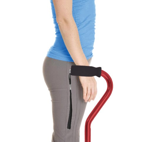 Complete Medical Mobility Products Cane, Offset, Blue Jay Red with Foam Handle