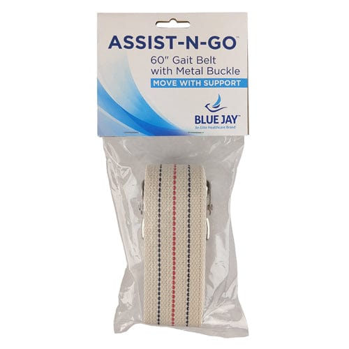 Complete Medical Mobility Products Gait Belt w/Metal Buckle 2x60" Striped Blue Jay Brand