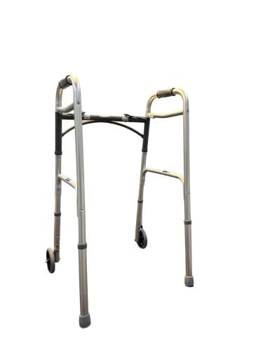 Complete Medical Mobility Products WALK WITH ME Folding Aluminum 2 Button Walker w/5"Wheels Cs4