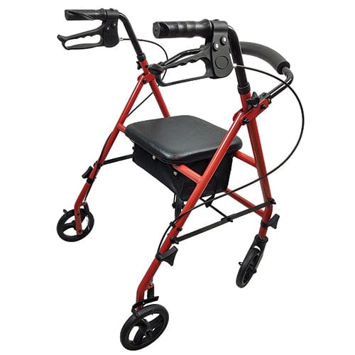 Complete Medical Mobility Products ROLL WITH ME Steel Rollator w/6" Wheels, K/D, Red, Case/2