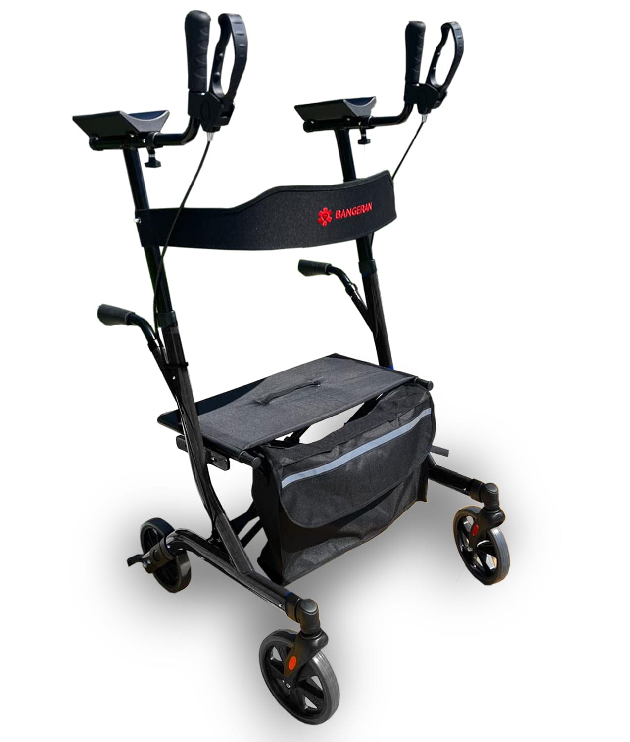 Bangeran Rollators & Walkers BreezeStride Folding Upright Rollator Walker Durable Foldable Up Right Rolling Walker with Seat