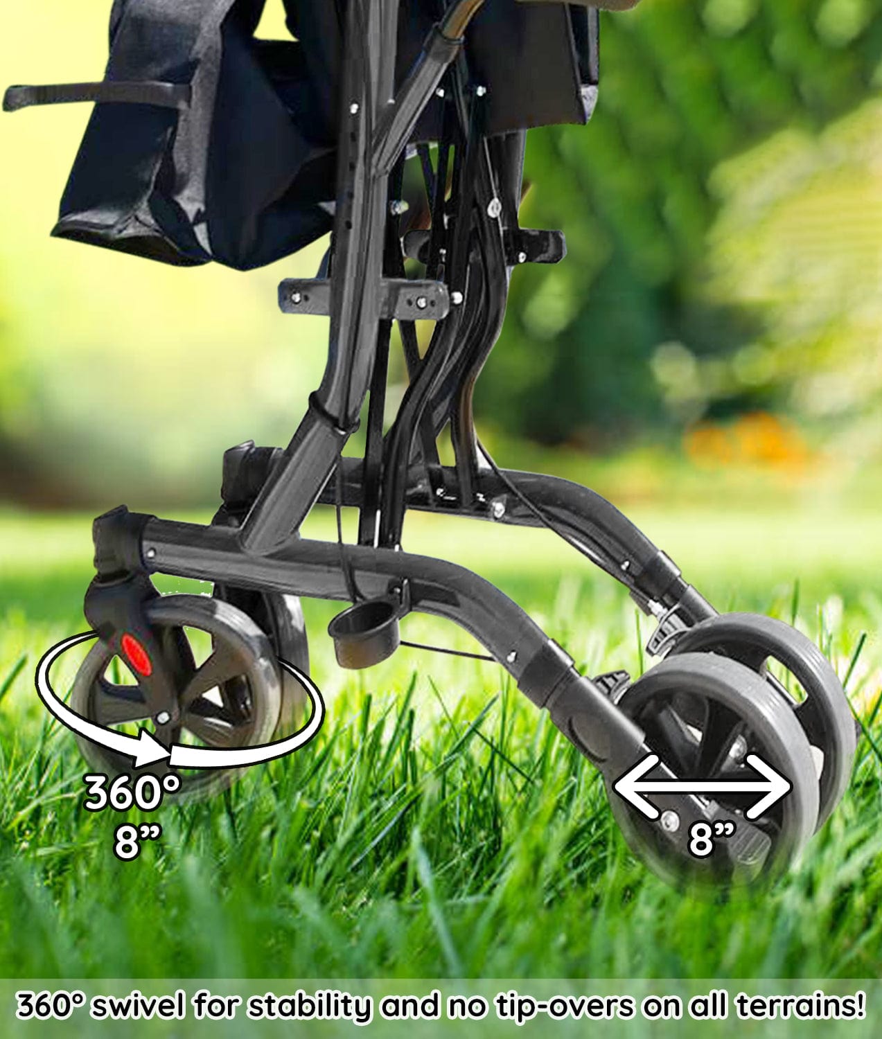 Bangeran Rollators & Walkers BreezeStride Folding Upright Rollator Walker Durable Foldable Up Right Rolling Walker with Seat