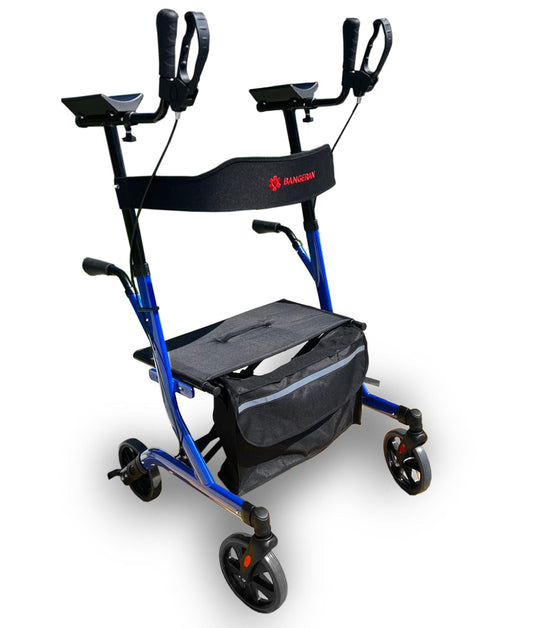 Bangeran Rollators & Walkers Black BreezeStride Folding Upright Rollator Walker Durable Foldable Up Right Rolling Walker with Seat