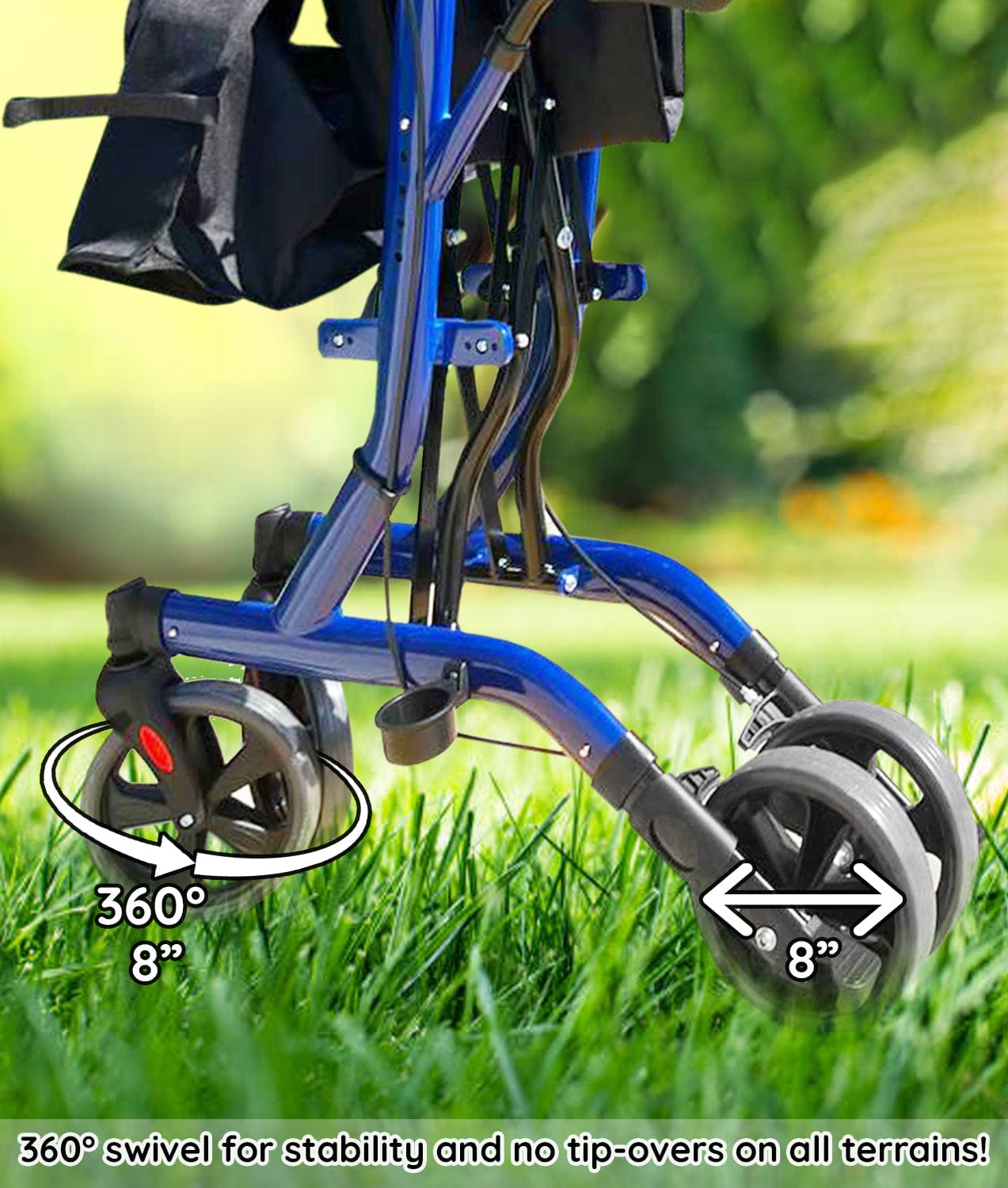Bangeran Rollators & Walkers BreezeStride Folding Upright Rollator Walker Durable Foldable Up Right Rolling Walker with Seat