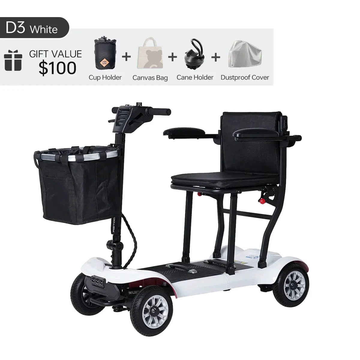 Fold & Travel Mobility Mobility Scooter Paiseec Lightweight Mobility Scooter D3